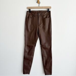 FREE PEOPLE Womens Brown Faux Leather  High Waist Skinny Pants Size 28 Vegan